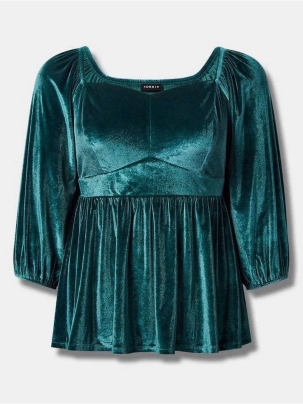 Torrid Dark Green Velvet Babydoll Blouse
